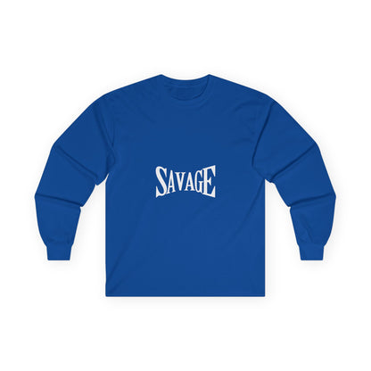 Savage Long Sleeve Tee for Bold Souls, Unisex Cotton Shirt for Everyday Wear, Streetwear Style, Gift for Friends