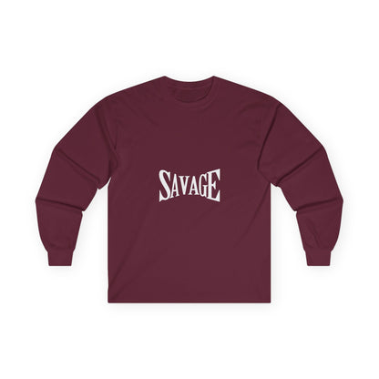 Savage Long Sleeve Tee for Bold Souls, Unisex Cotton Shirt for Everyday Wear, Streetwear Style, Gift for Friends
