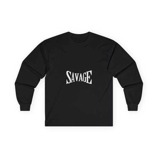 Savage Long Sleeve Tee for Bold Souls, Unisex Cotton Shirt for Everyday Wear, Streetwear Style, Gift for Friends